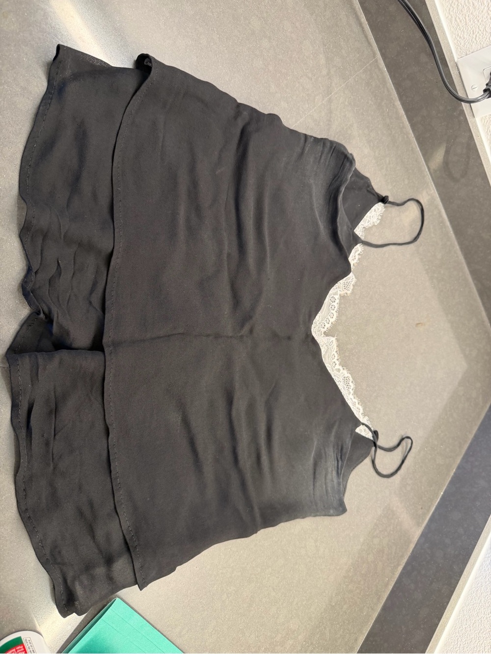 Zara Black Camisole with White Lace TrimmM